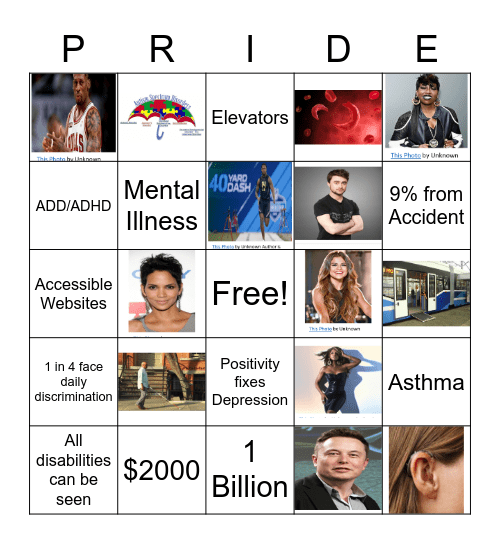 Disability Bingo Card