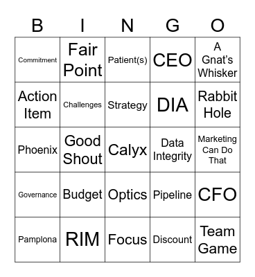 Calyx Mid-Year Sales Meeting Bingo Card