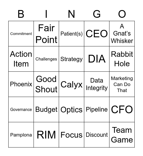 Calyx Mid-Year Sales Meeting Bingo Card