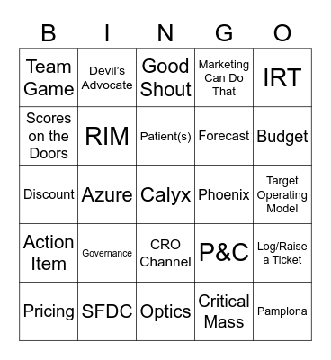 Calyx Mid-Year Sales Meeting Bingo Card
