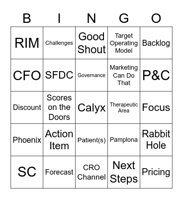 Calyx Mid-Year Sales Meeting Bingo Card