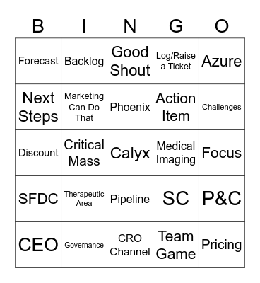 Calyx Mid-Year Sales Meeting Bingo Card