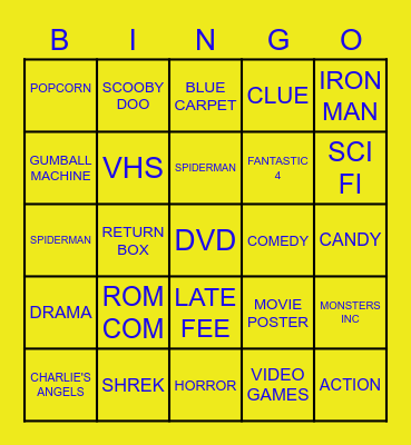 MADISON'S BLOCKBUSTER BINGO Card
