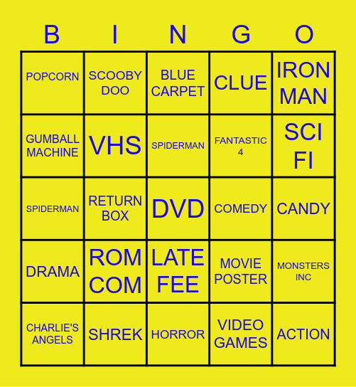 MADISON'S BLOCKBUSTER BINGO Card
