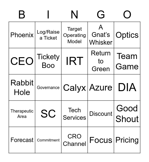 Calyx Mid-Year Sales Meeting Bingo Card