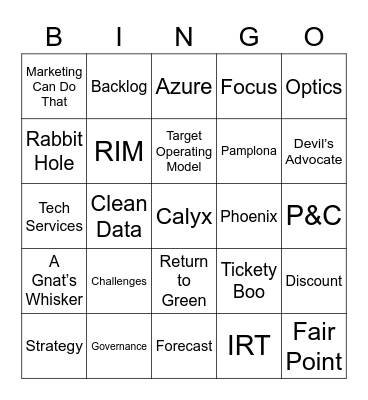 Calyx Mid-Year Sales Meeting Bingo Card