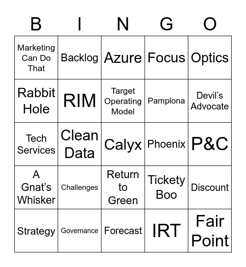 Calyx Mid-Year Sales Meeting Bingo Card