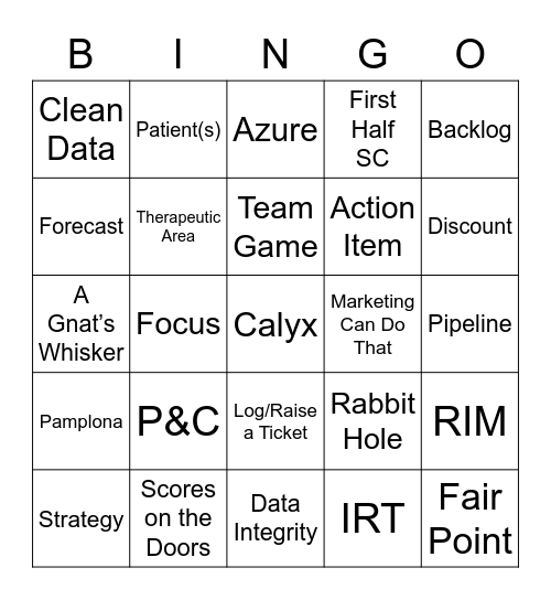Calyx Mid-Year Sales Meeting Bingo Card