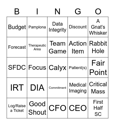 Calyx Mid-Year Sales Meeting Bingo Card