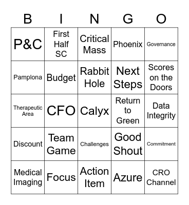 Calyx Mid-Year Sales Meeting Bingo Card