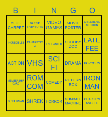 MADISON'S BLOCKBUSTER BINGO Card