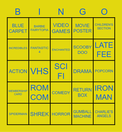 MADISON'S BLOCKBUSTER BINGO Card