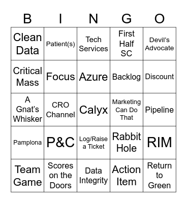 Calyx Mid-Year Sales Meeting Bingo Card