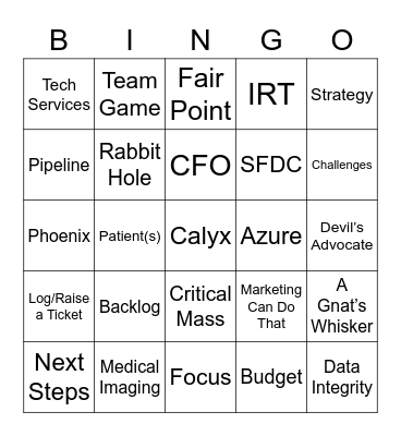 Calyx Mid-Year Sales Meeting Bingo Card