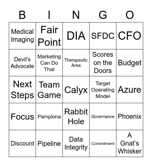 Calyx Mid-Year Sales Meeting Bingo Card
