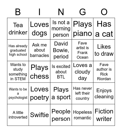 BTL 2022 Bingo Card