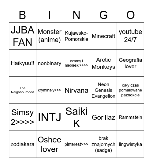 BYDGOSKI TERMINATOR Bingo Card