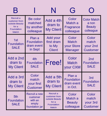 Foundation Matching Bingo Card