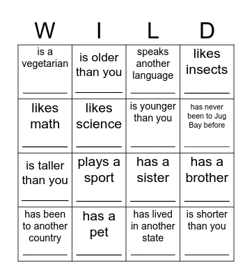 Find someone who... Bingo Card
