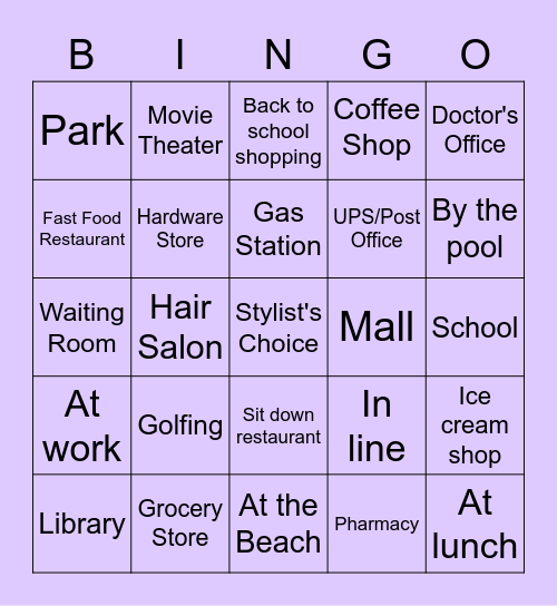 Twosie Bingo Card