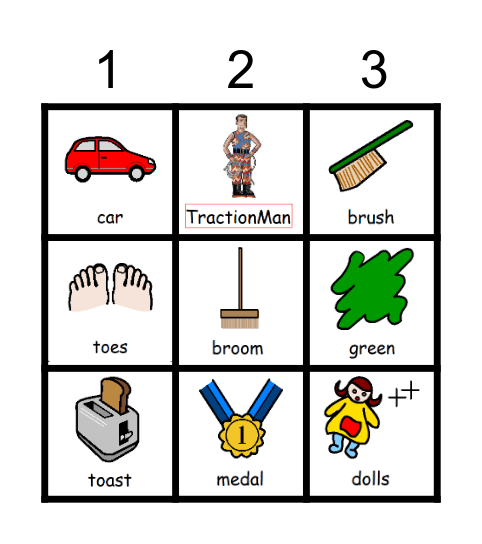 Traction Man Bingo Card