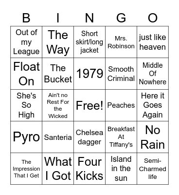 alt rock 2022 Bingo Card