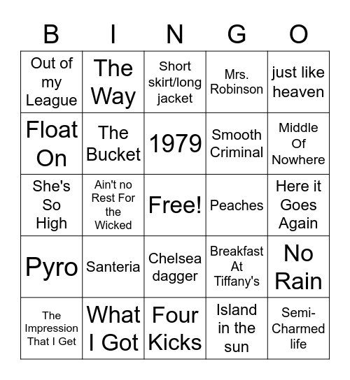 alt rock 2022 Bingo Card