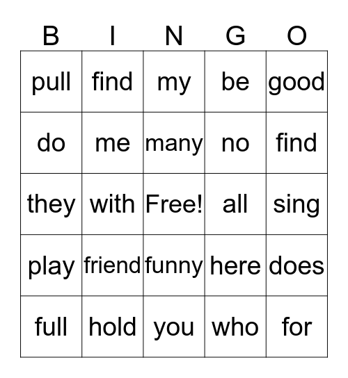 Week 5 Bingo Card