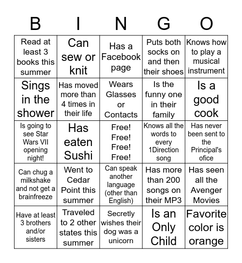 AWANA "HELLO" Bingo Card