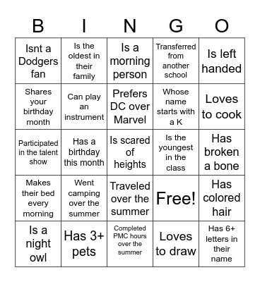 Get To Know Me Bingo - Find someone who... Bingo Card