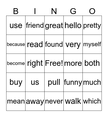 1B  Bingo (2nd 24) Bingo Card