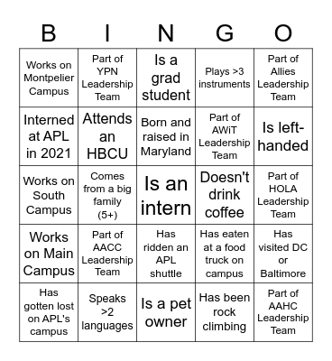 Joint Affinity Group Ice Cream Social Bingo Card