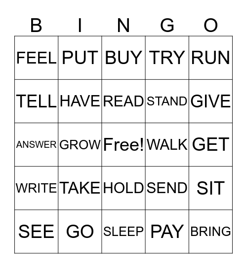 ACTION BINGO Card