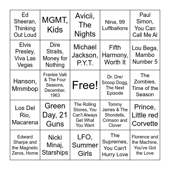 Wild Card Bingo Card