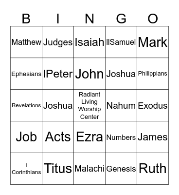 Bible Bingo Card