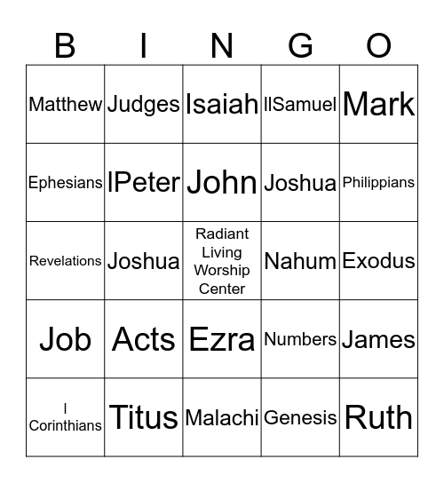 Bible Bingo Card