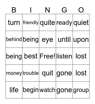 2B Bingo (2nd 24) Bingo Card