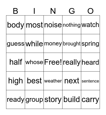 2B Bingo (3rd 24) Bingo Card