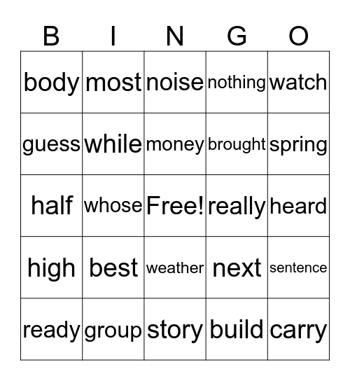 2B Bingo (3rd 24) Bingo Card