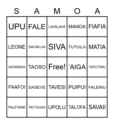 SATARAKA FAMILY REUNION BINGO Card