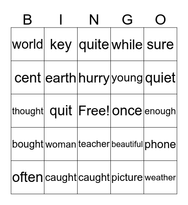 2B Bingo (Last Set) Bingo Card