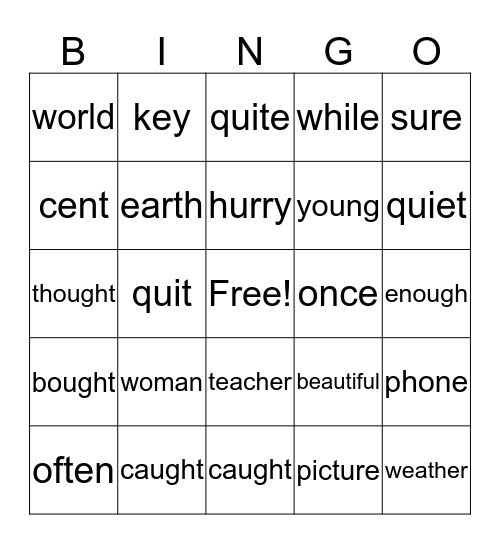 2B Bingo (Last Set) Bingo Card