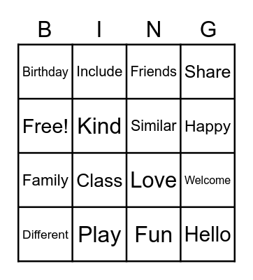 All Are Welcome! Bingo Card