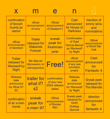 numbat’s SDCC bingo Card