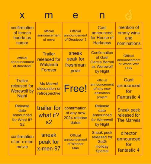 numbat’s SDCC bingo Card