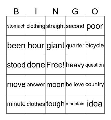 1R Bingo (1st 24) Bingo Card