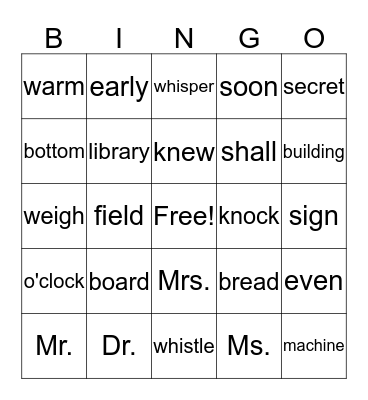 1R Bingo (2nd 24) Bingo Card