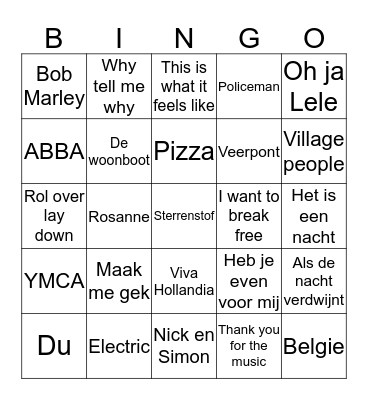 Stayokay muziekbingo Card