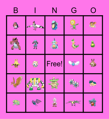 Girl Bingo Card