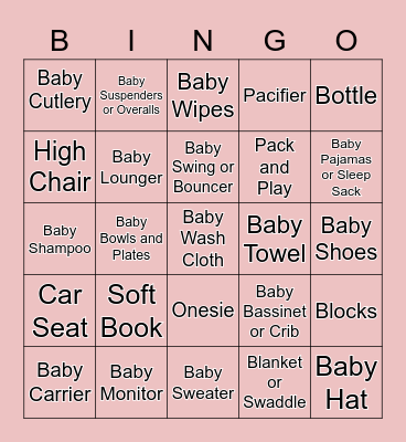 Baby Taylor Gift Bingo Card